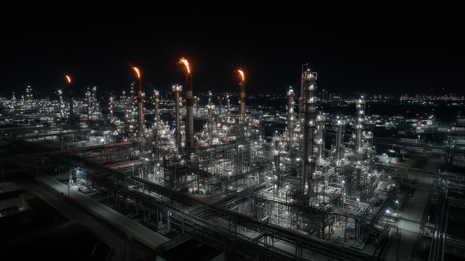 Industrial refinery at night